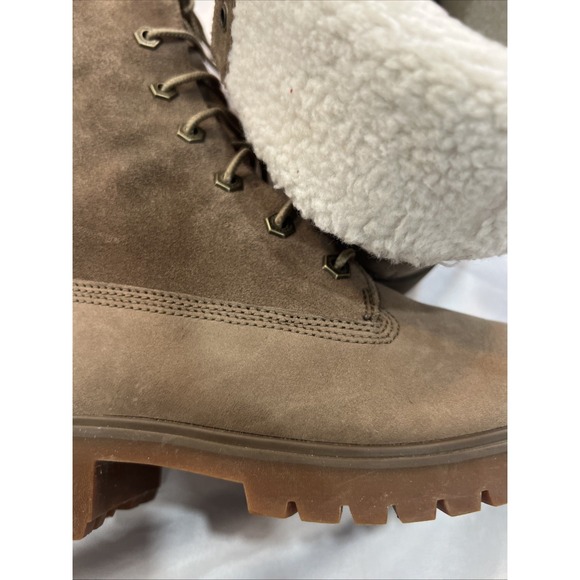 Timberland Jayne Waterproof Teddy Fleece Fold Down Brown Nubuck Women Size 8 - Picture 9 of 10